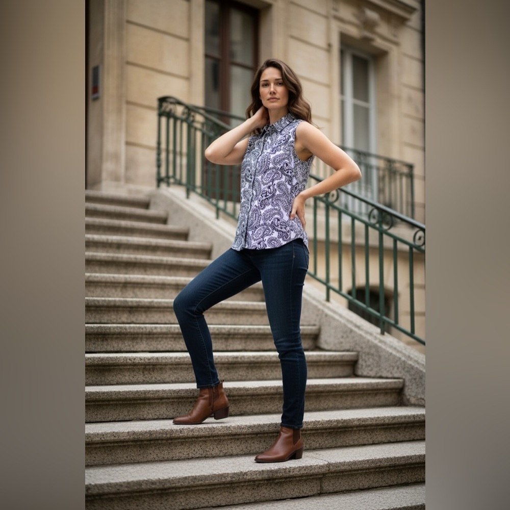 KIM ROGERS CURVY PLUS SIZE 2X TOP COLOR NAVY FLORAL .